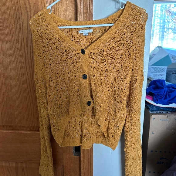 American Eagle Outfitters Sweaters - American Eagle Outfitters Golden Knit Cardigan Boho Cottagecore